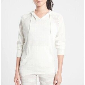 Athleta Evergreen Pullover Sweater Hoodie Dove White Size S 657814 Athleisure